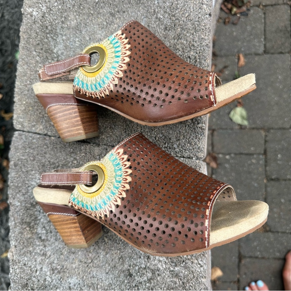 Pre-owned size 38 L’ARTISTE Spring Step Brown Millie sling back open toe shoes - Picture 8 of 12
